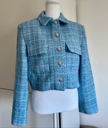 Zara Veste blazer tailleur cropped tweed taille M