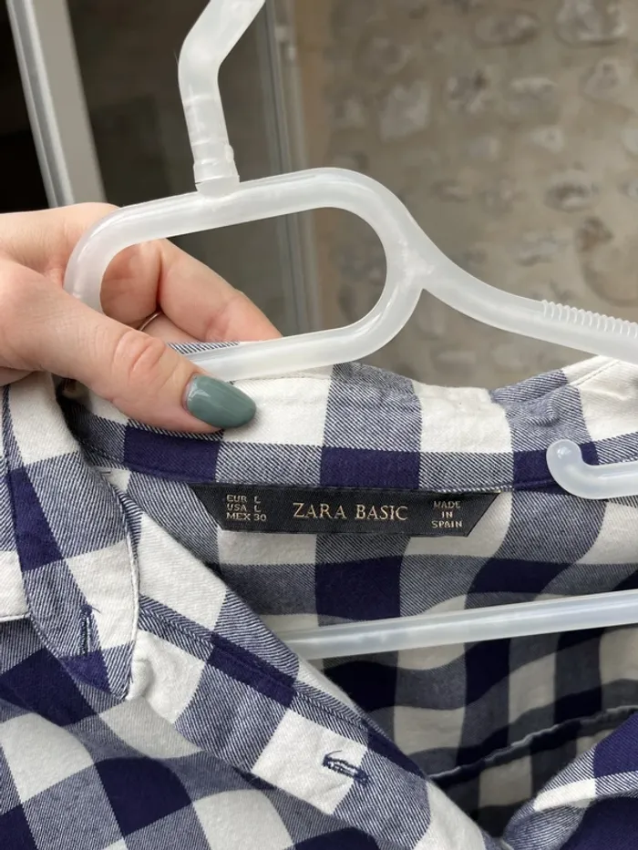 Zara - Chemise à carreaux bleu marine épaisse style bûcheron - photo numéro 4