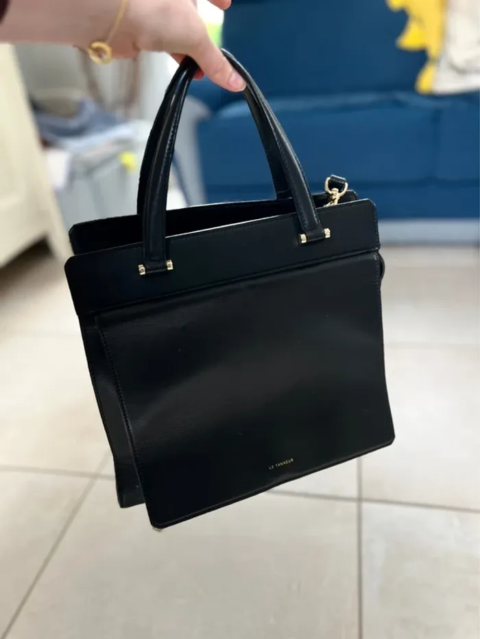 Sac à main noir, en cuir, avec porte carte, Le Tanneur - photo numéro 12