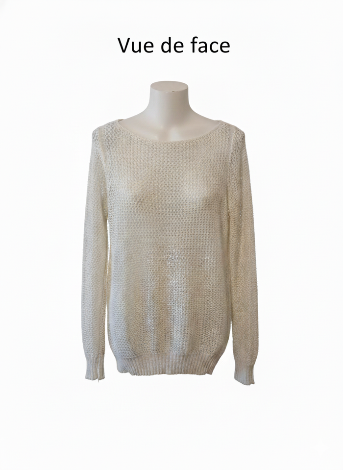 Pull maille ajourée K.Woman Blanc | Élégance décontractée & Léger