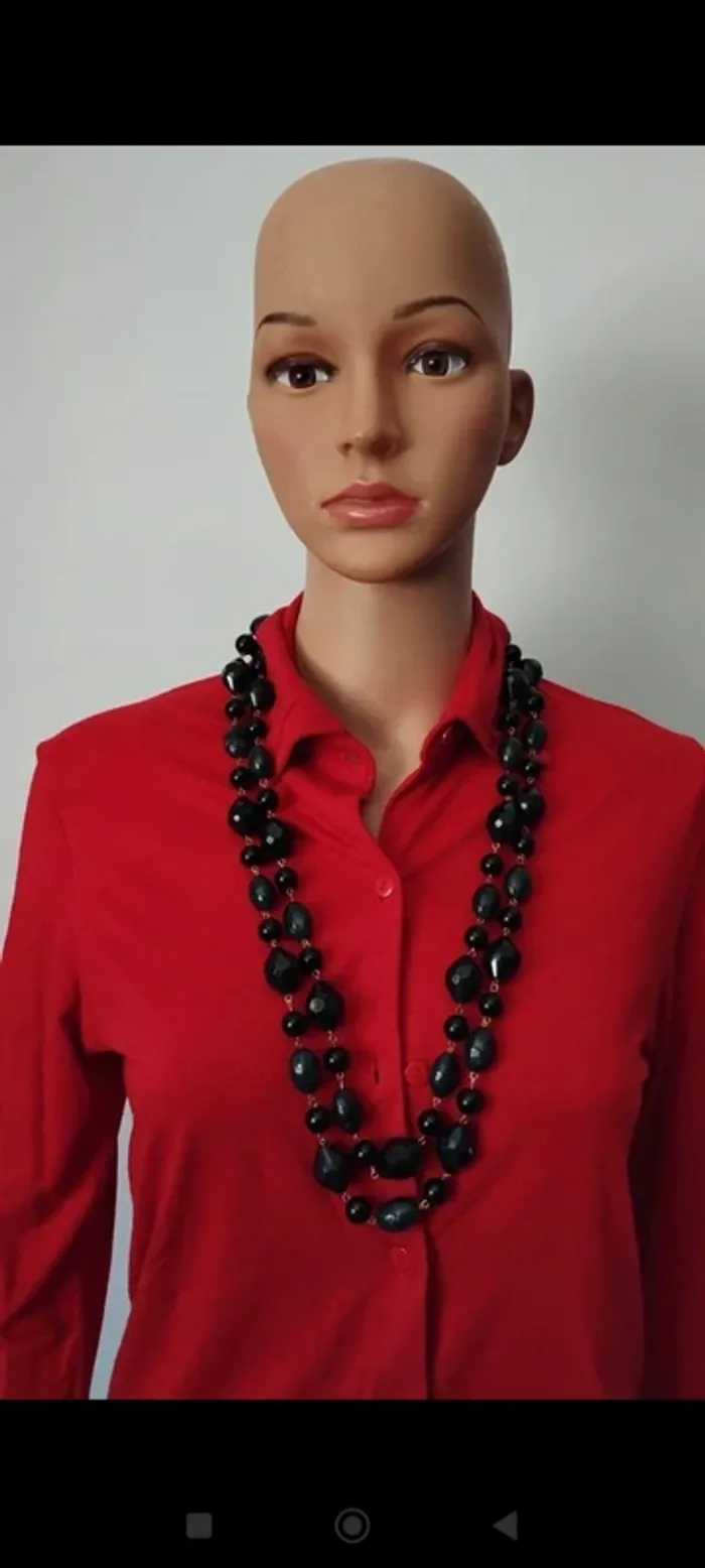 Collier sautoir perles noir femme fantaisie - photo numéro 2