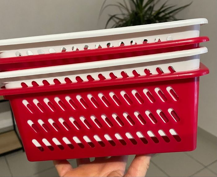 Lots 4 Paniers Des Rangement Rouge Blanc - photo numéro 7