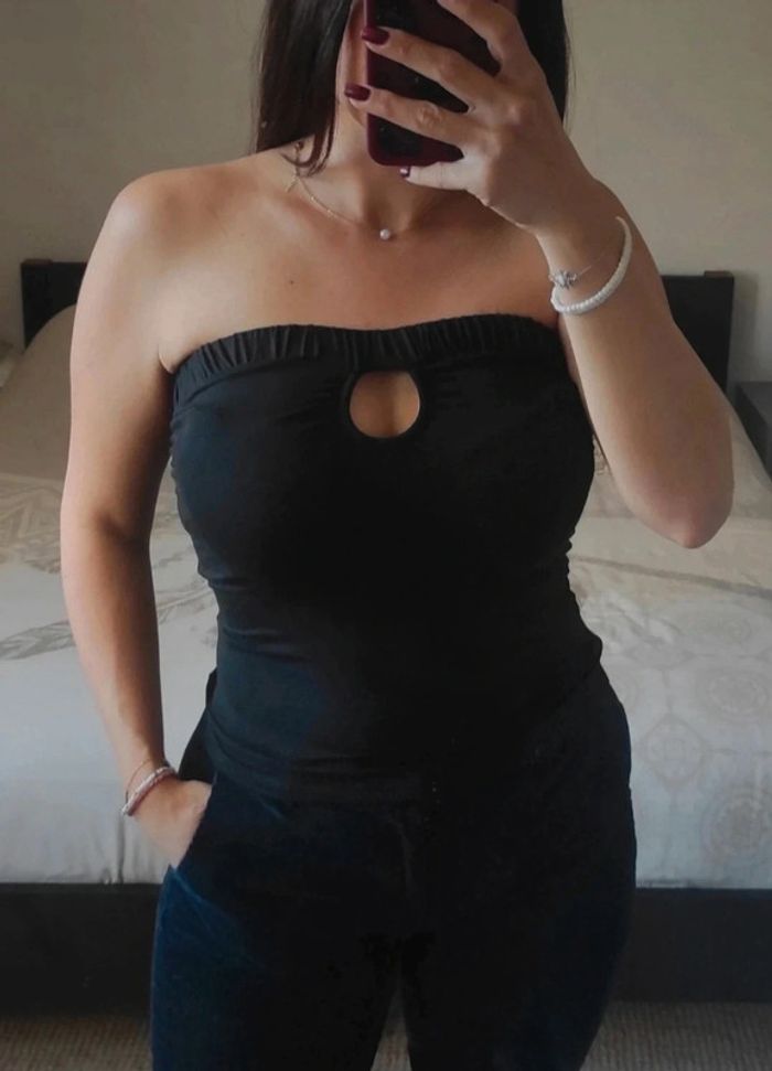 Joli top haut bustier noir Morgan S