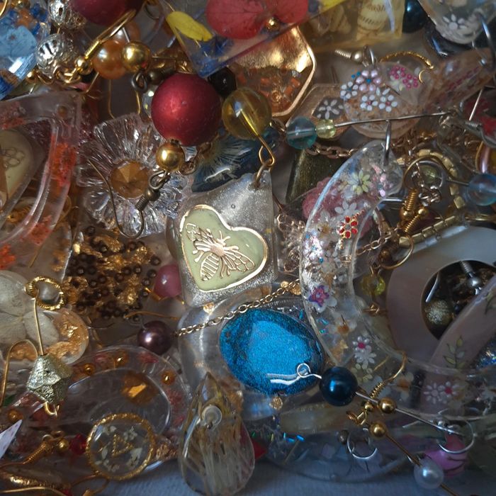 Lot de boucles d'oreilles pendante multicolore artisanale résine - photo numéro 10