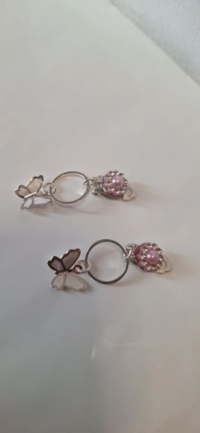 Boucles d'oreilles a clips, papillons - photo numéro 2