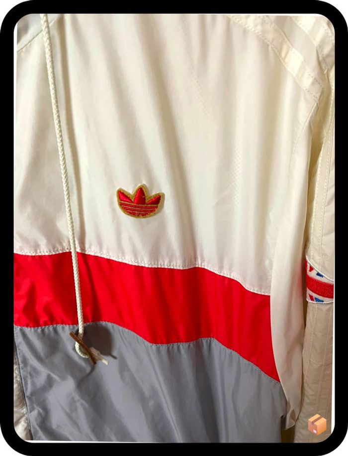 Coupe-vent Adidas Originals – Taille L – Écru, rouge & gris – Homme - photo numéro 2