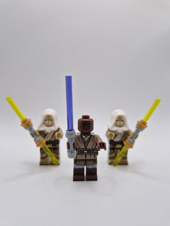 Figurines type lego Jedi Windu + 2 gardes du temple jedi star wars