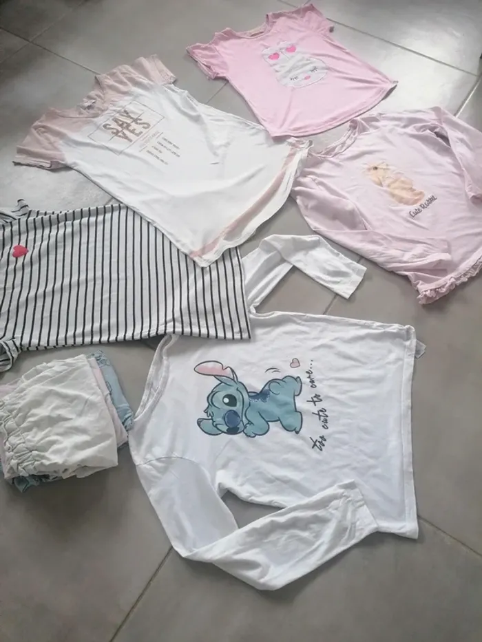 Lot 10-12ans chemise de nuit /haut de pyjama +donne pantalon - photo numéro 2