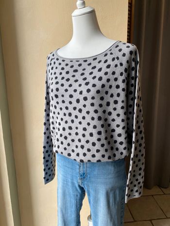 Pull gris à pois noir H&M XL