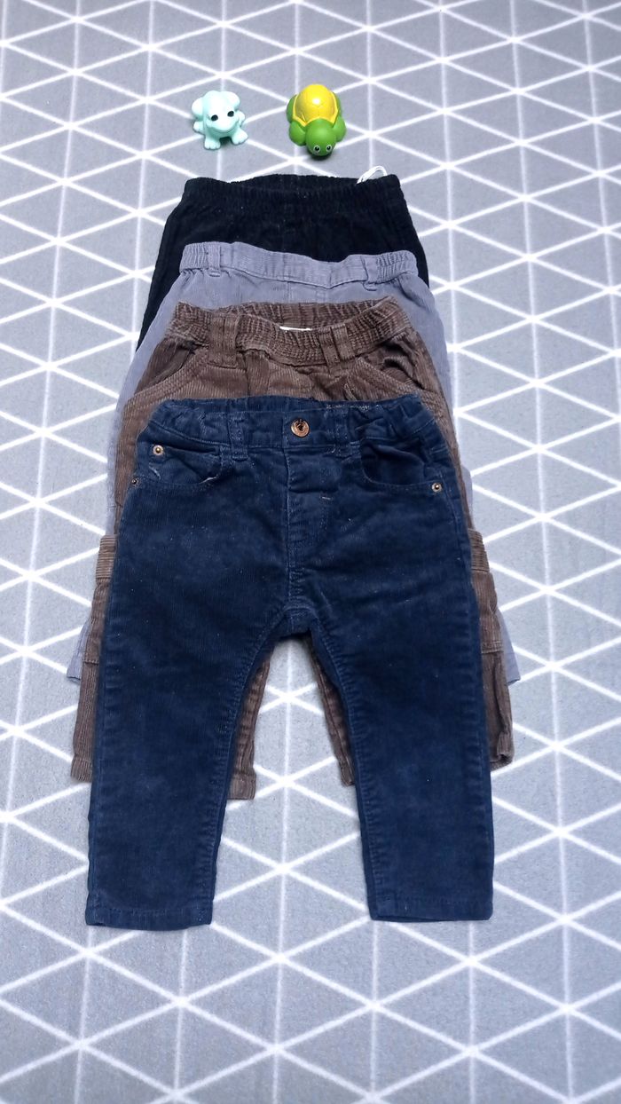 🦁 Lot 4 pantalons en velours, 12 mois
