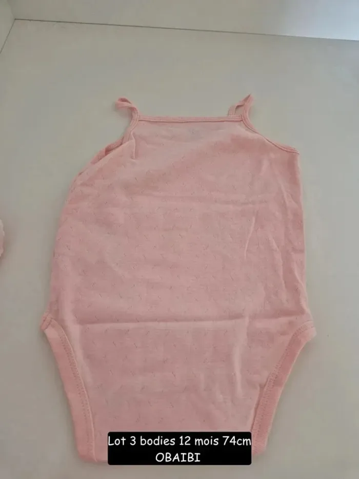 Collection 2025 🌸 3 bodies bretelles été Obaibi , Parfait état 🌸 12 mois 74 cm - photo numéro 12
