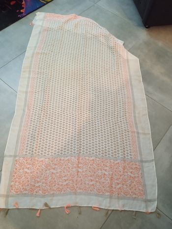 grande et longue écharpe avec pompons neuve