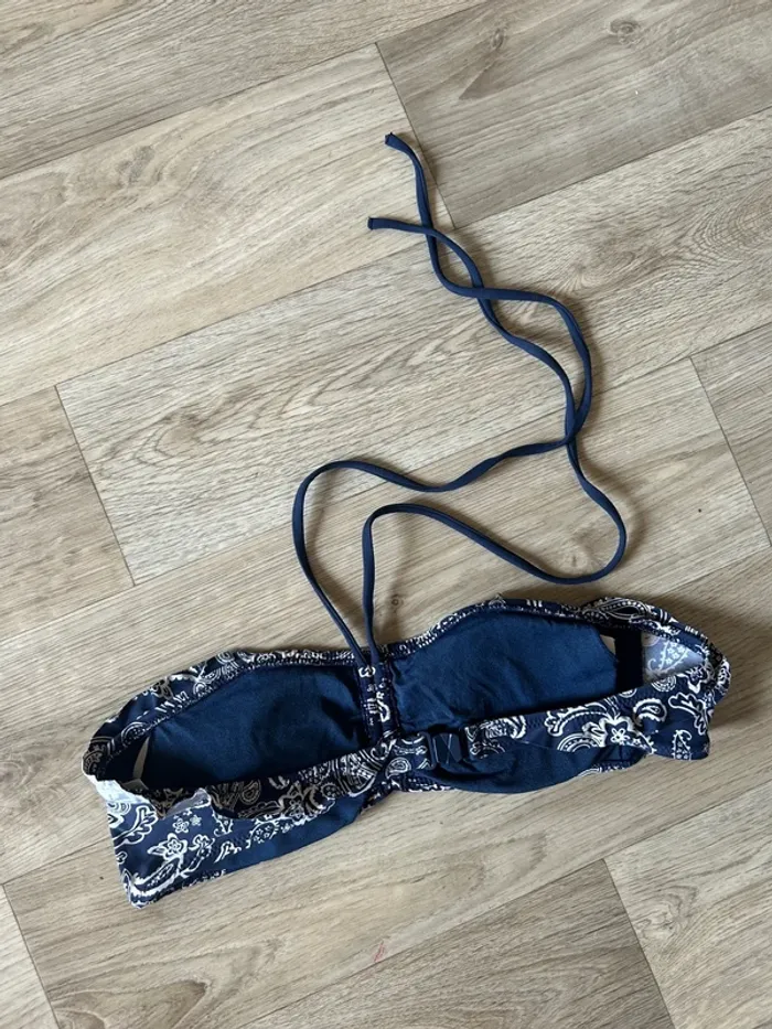 Maillot de bain bleu marine, imprimé cachemire, blanc, taille 38 femme - photo numéro 4