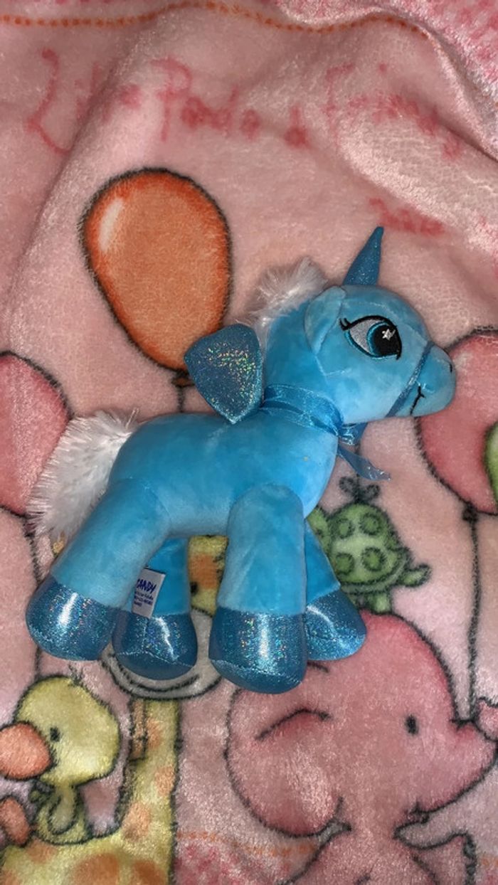 Peluche bleue licorne