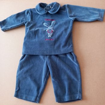 Ensemble velours bleu 6 mois IN EXTENSO