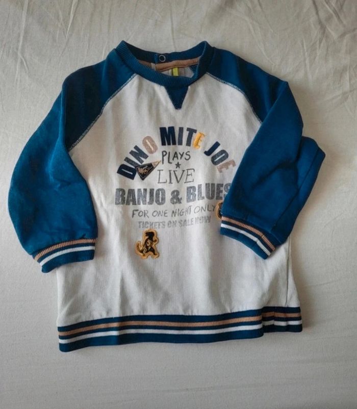 Pull mi saison garçon blanc et bleu marine orchestra 23 mois 2 ans
