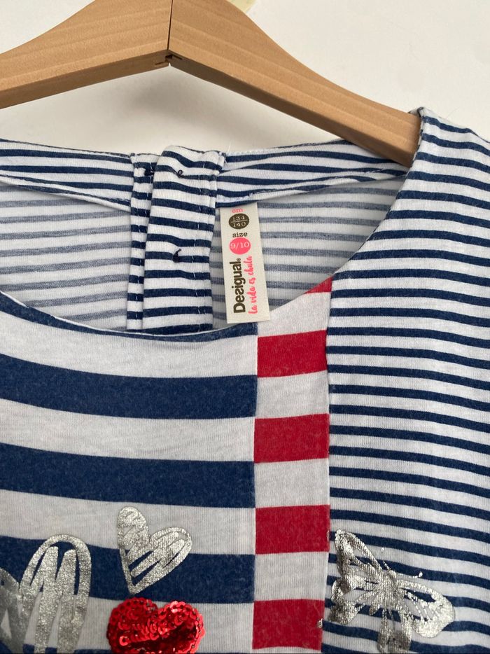 Tee-shirt  évasé marinière « DESIGUAL «  9/10 ans - photo numéro 3