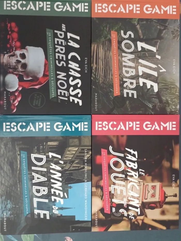 4 livres escape game a découper l ile sombre  jouets diable pères noel