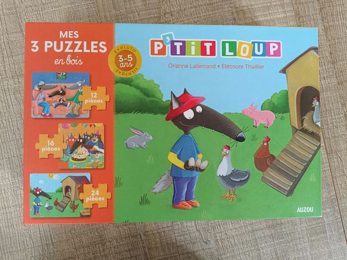 3 puzzles en bois petit loup - photo numéro 5