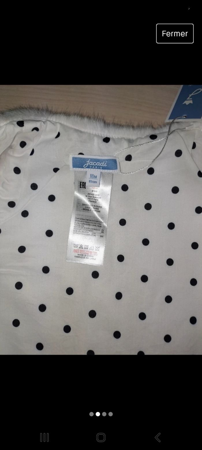 Gilet fausse fourrure sans manche jacadi 18 mois - photo numéro 2