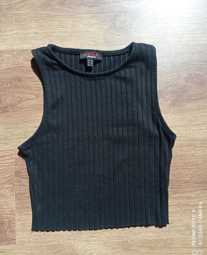 Haut côtelé crop top noir, Jennyfer, taille XS (34) - photo numéro 2