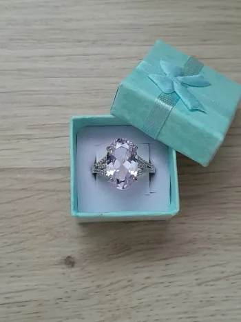 Bague style classique, ovale 4 griffes, grande pierre, strass taille 60