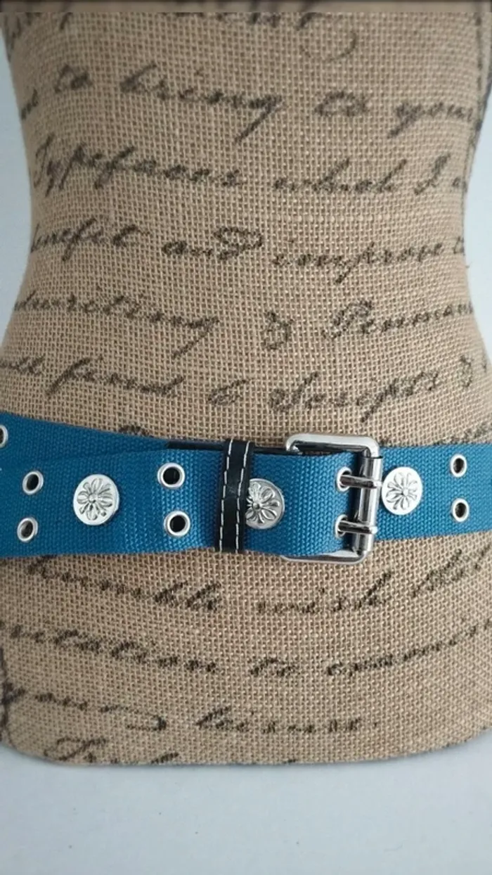Ceinture bleu ronds argenté 95 cm - photo numéro 2