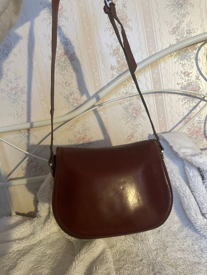 Sac à main vintage bordeaux en cuir- marque Windsor Arlay Paris - photo numéro 2