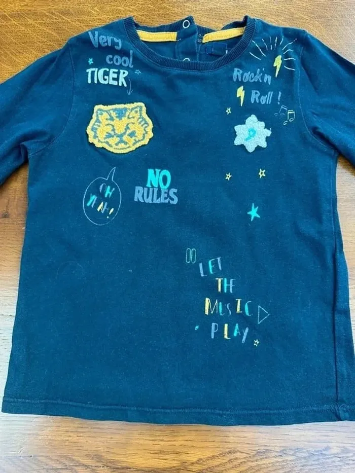 T-shirt manche longue bleu marine kiabi 3 ans - photo numéro 3