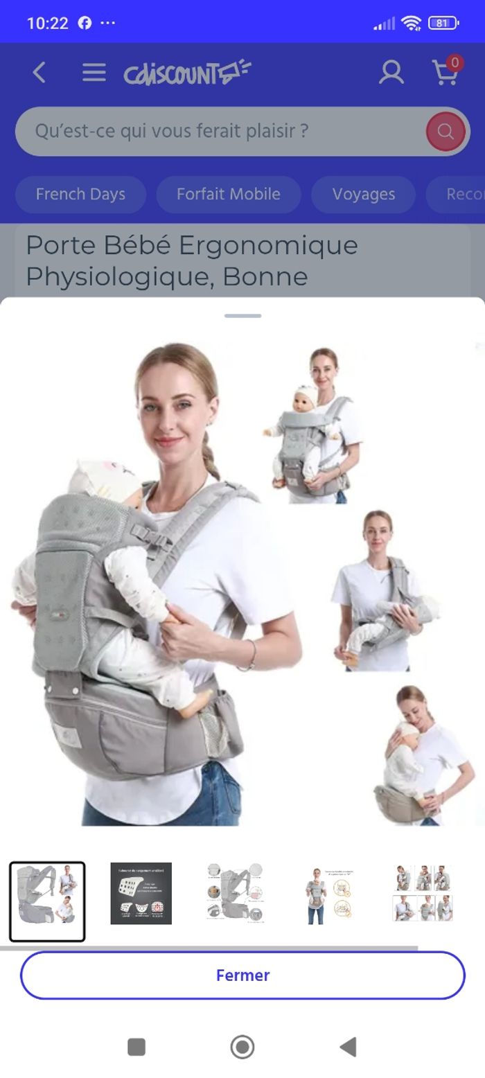 Porte bébé physiologique et ergonomique