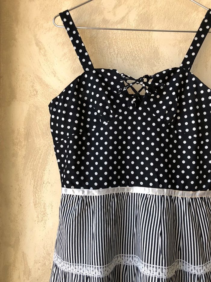 Jolie robe à pois et rayures vintage S - photo numéro 2