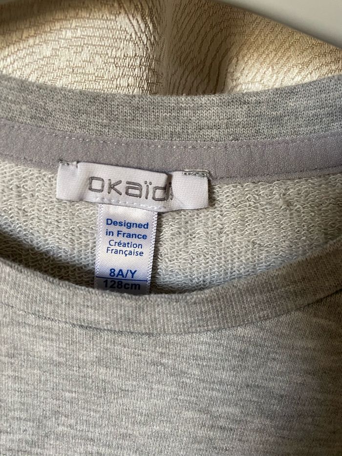 Pull sweat gris sequins argentés 8 ans Okaidi - photo numéro 2