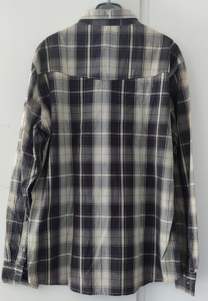 Chemise à carreaux à manches longues pour homme marque Gemo couleur noire et blanc taille L - photo numéro 2