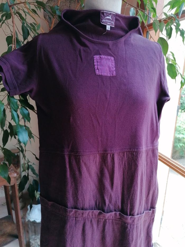 Robe longue bi matiere lin coton. T40 - photo numéro 2