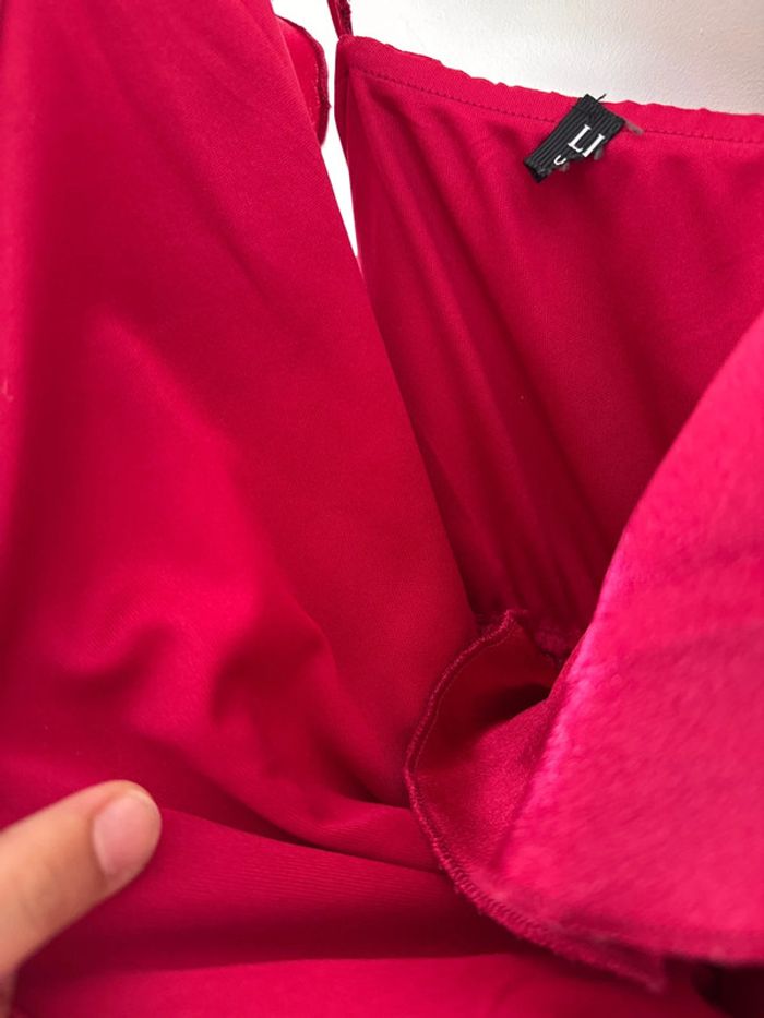 👗 Little Mistress - TL- Robe - bordeaux portefeuille à volants - Rose fuchsia- neuf sans étiquette - photo numéro 11