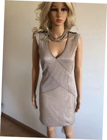 Robe beige et dorée neuve sans manches Morgan taille S