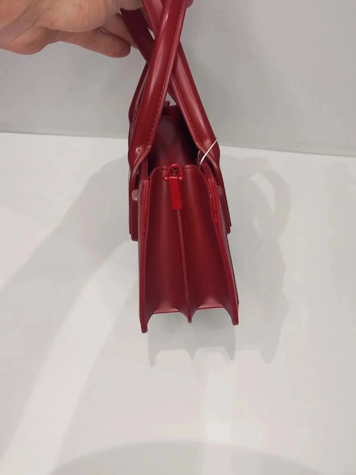 Sac à main Tom & Eva Rouge en similicuir et en tressé - photo numéro 3