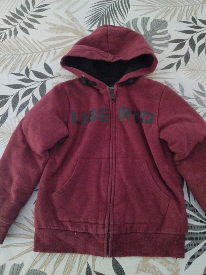 Gilet à capuche intérieur sherpa Liberto Bordeau 10 ans