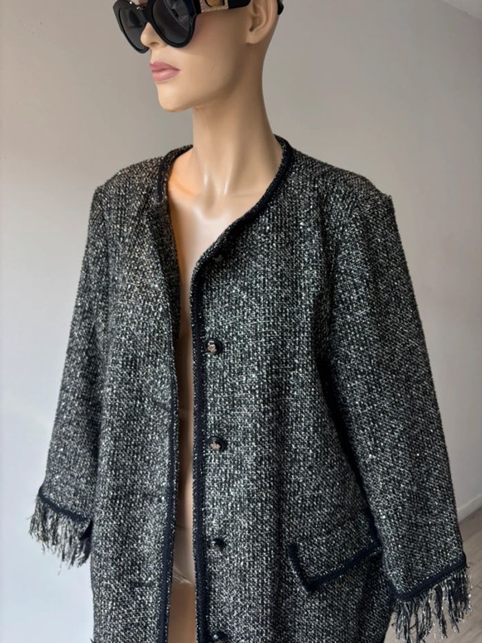Veste mi longue à frange Zara xl - photo numéro 8