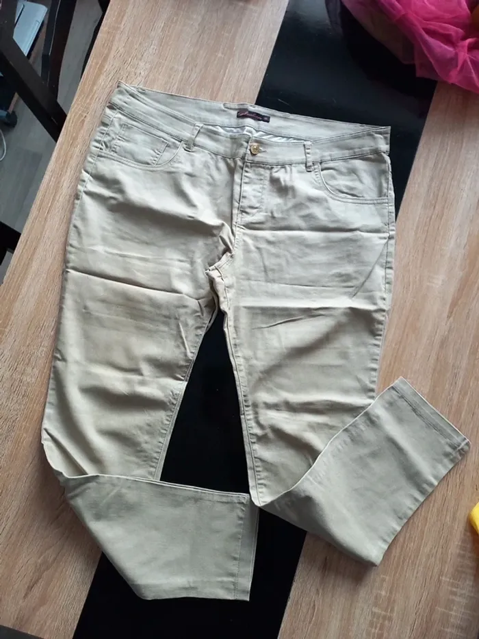 Pantalon femme beige T46 - photo numéro 3