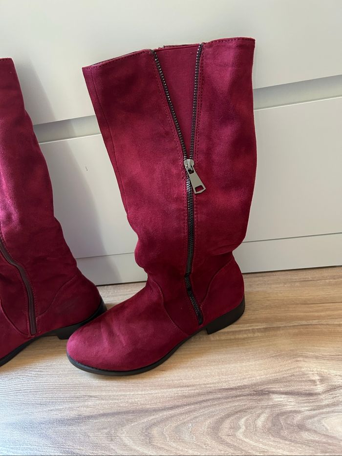 Bottes en daim bordeaux Super Mode Taille 39 - photo numéro 2