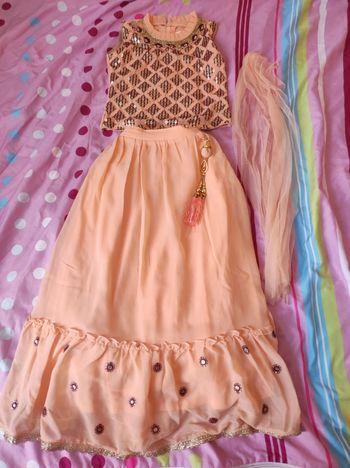Ensemble 3 pièces lehanga (jupe, haut et foulard)