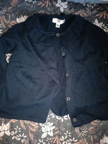 Gilet bleu marine La Redoute avec petit col 18mois