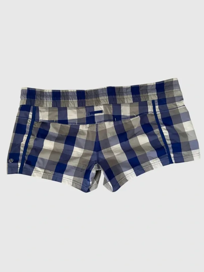 Lululemon Vintage Leader of the track blue gray plaid Womens Shorts - photo numéro 2
