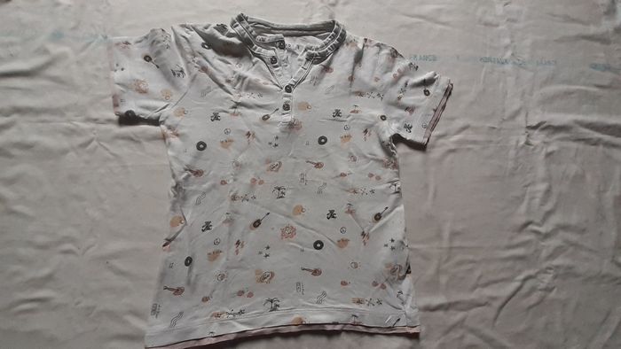Tee shirt blanc garçon a motif
