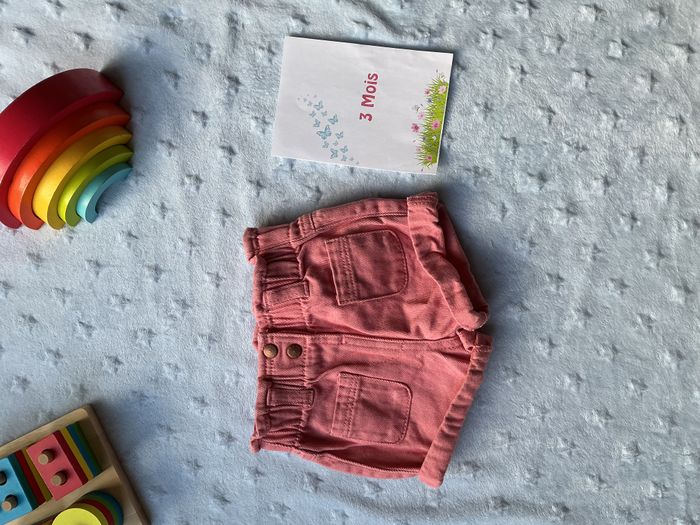 short en jean rose taille élastique 3 mois kiabi - photo numéro 2