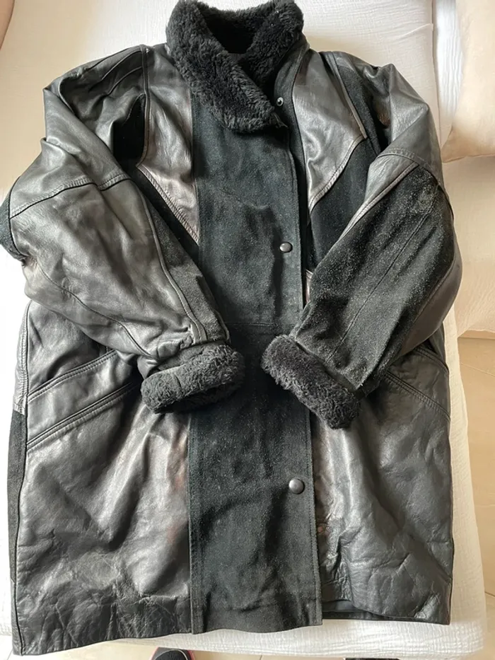 Manteau femme daim et cuir - photo numéro 2