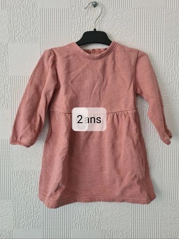 Robe sweat rose rayures dorées Kiabi 2 ans