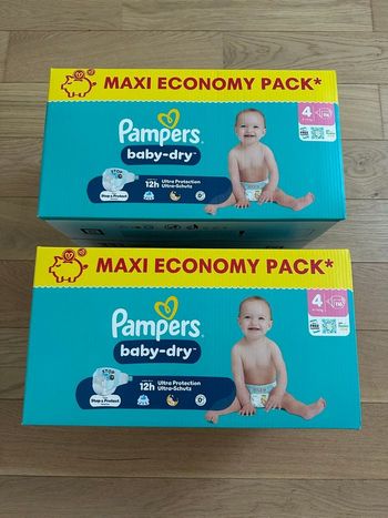 Lot de 2 paquets couches Pampers Baby Dry - Taille 4 (9/14 kg)