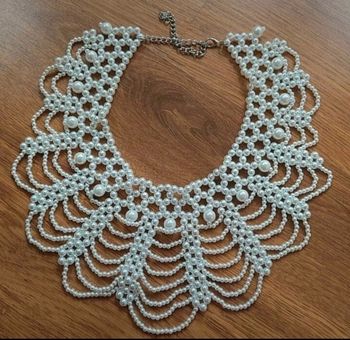 A36 collier bijou perle rétro vintage blanc originale